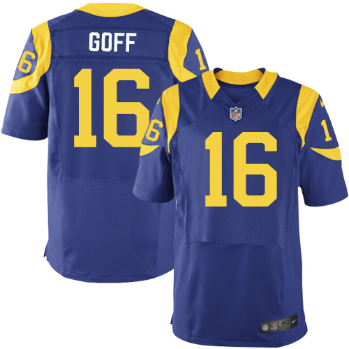 Men's Elite Jared Goff Nike Jersey Royal Blue Alternate - #16 NFL Los Angeles Rams